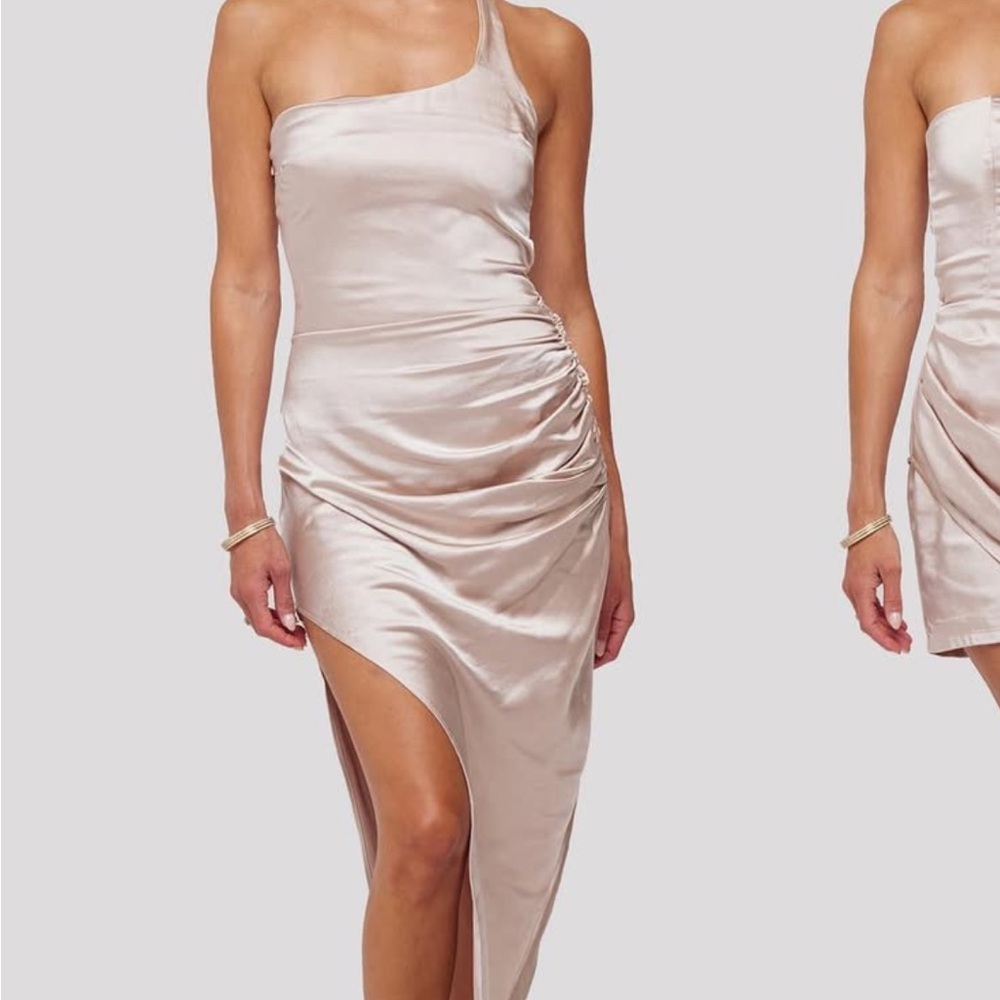 Resa Champagne One-Shoulder Dress